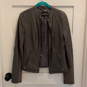 Express gray faux leather moto jacket - size small